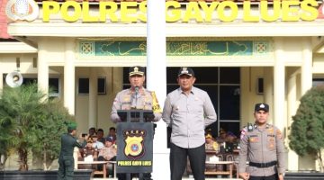 Kapolres dan Bupati Gayo Lues Pimpin Apel Gelar Pasukan Operasi Ketupat Seulawah 2026